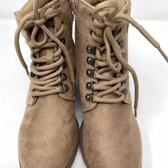 Alexis Bendel Sofia Wedge Ankle Bootie Lace up Zipper Taupe Size 7 - Picture 6 of 9